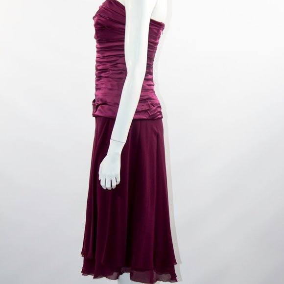 NICOLE MILLER Silk Burgundy Strapless Dress Cocktail Party Sz 8 - Picture 5 of 5